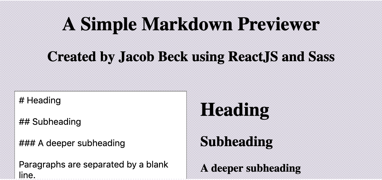 Markdown Previewer in ReactJS
